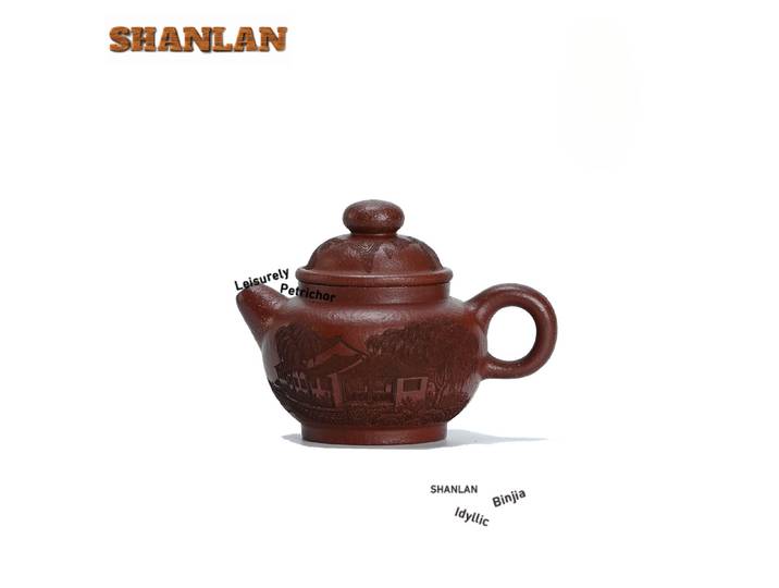 Théières rétro Yixing en argile violette de 120ml, sculpture sur la main, petit Pot de paysage, minerai brut, bouilloire de boue de descente, service à thé Zisha chinois