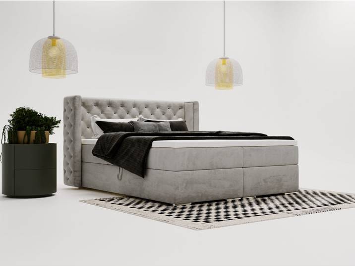 Boxspringbett mit Bettkasten 120x200 Lion Grau