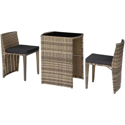 tectake Aluminium Rattanset Bistro Hamburg  Natur