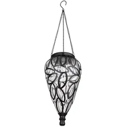 Hängeleuchte Solarlampe Gartendeko Außenlampe hängend LED Solarleuchte, im Tropfen Design, Metall schwarz, Kunststoff klar, 16x LED, DxH 13,5 x  50 cm