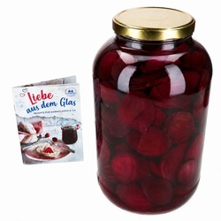 Einmachglas 4,25L Vorratsglas TO100 Deckel gold Rezeptheft Einkochen