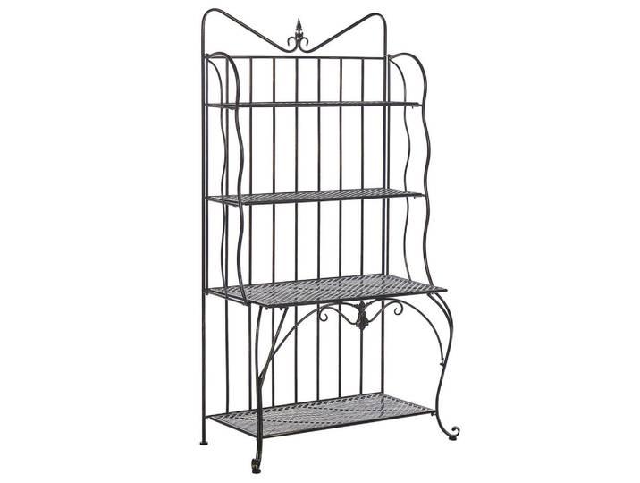 Beliani Gartenregal schwarz Metall 4 Ablageflächen klappbar Pavona, Schwarz, 94x170x50 cm, Dekoration, Gartendeko