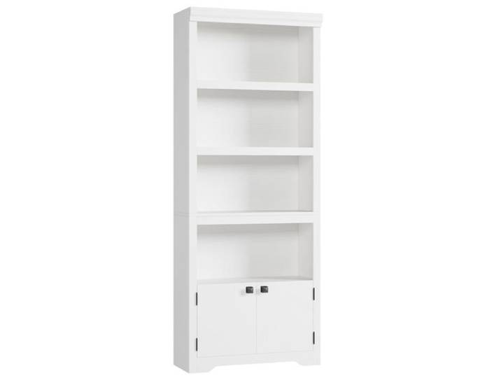 Bibliothèque rustique - LUNSY - 4 étagères ouvertes - Placard inférieur à portes - Bois vieilli