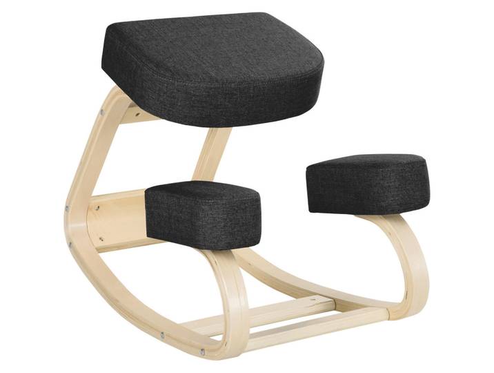 Vinsetto Kniestuhl, ergonomischer Sitzhocker, Polsterhocker, 120 kg belastbar, Schwarz, Holz, Füllung: Schaumstoff,Schaumstoff,Polyester, 51x58x69 cm, Büromöbel, Bürostühle, Bürohocker
