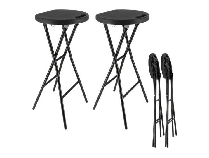 Tabourets Haut Pliant X2 Hauteur 80cm Tabouret de Bar Pliant Tabouret Mange Debout Siège résine Structure Acier Noir