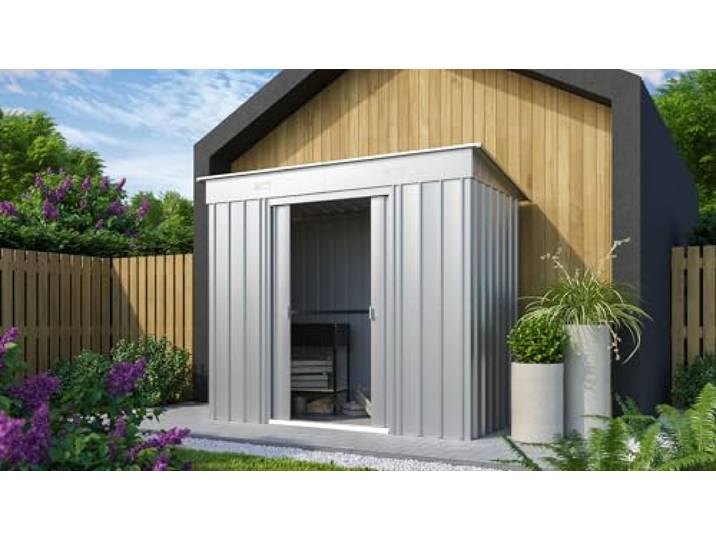 Globel Gerätehaus Pultdach Skillion 84, Silber metallic