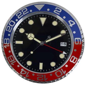 Discount Dollar Deals Luxury Creative Wall Clock, Modern Metal Design Art Wall Clock Home Large Digital Luminescent Bedroom Decoration Clock red blue