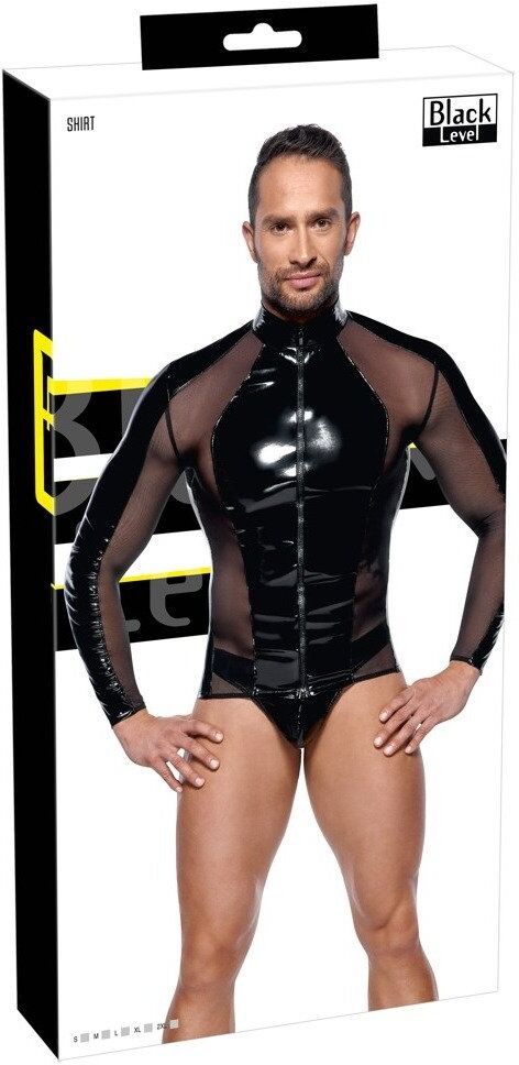 Black Level Chemise en vinyle noire à manches longues