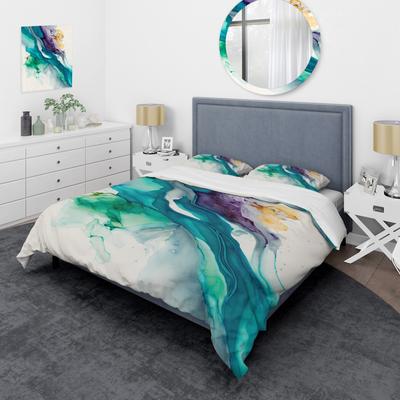 DESIGN ART "Designart ""Tropical Turquoise Joyfulness III"" Blue Modern - Bedding Set With Shams"