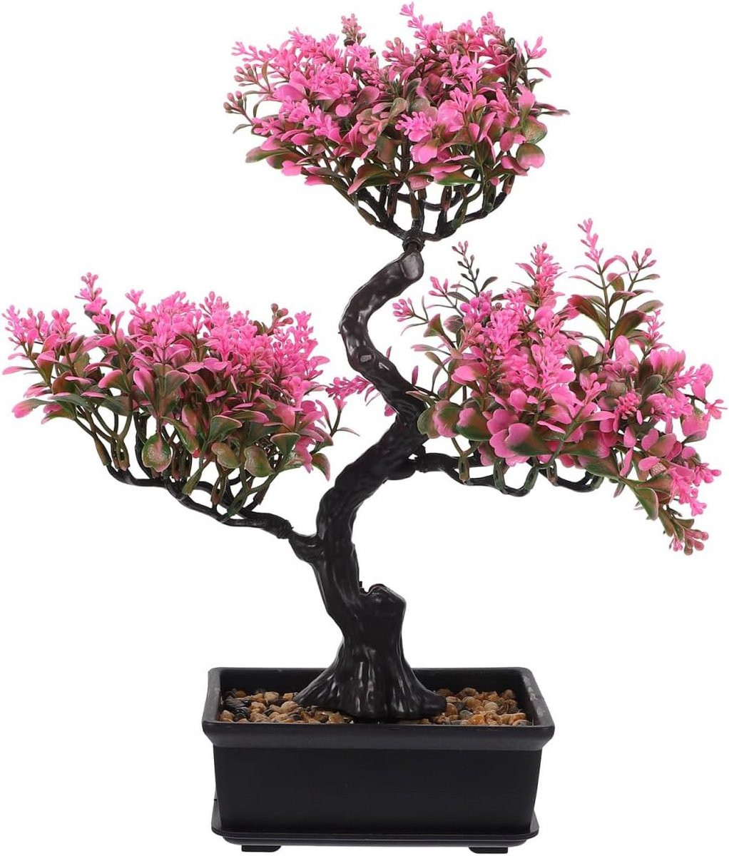 Decoratieve Kunstmatige Bonsai Plant in Roze Pot - Realistische Nep Groen Plant voor Woonkamer of Kantoor