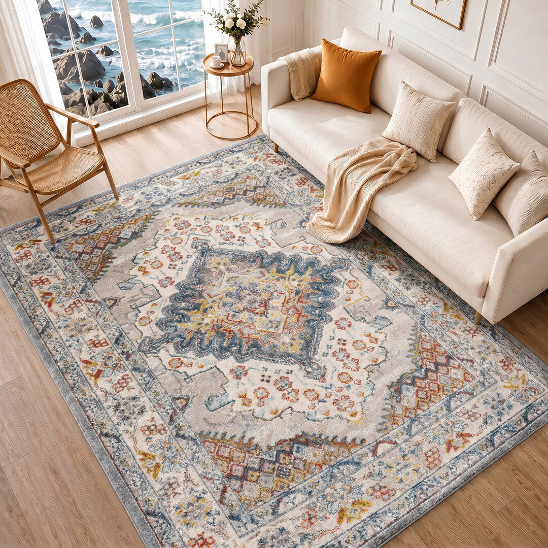 Mistana Machine Woven Indoor Rug Blue/Brown/Grey Rectangle 160 x 213 cm