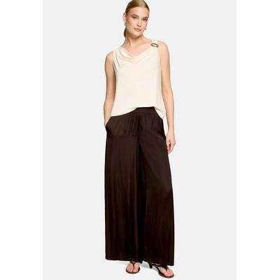 T-Shirt ZERO "Damen mit Wasserfallausschnitt", Damen, Gr. 42, beige (eggnog), Obermaterial: 5% Elasthan, 95% Polyester, unifarben, figurumspielend normal, Wasserfallausschnitt, Shirts T-Shirt, Material