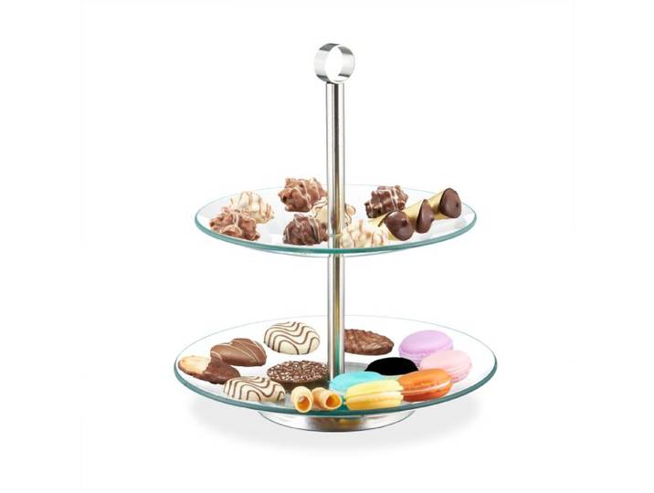 Relaxdays Glazen etagere 2 laags