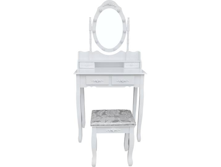 HOME DELUXE - Coiffeuse ROSY - Blanc : - 149 x 71 x 40 cm\, 10 LED au choix parmi 3 couleurs de lumière\, contrôlables via un bouton tactile I Coiffeuse Table de maquillage