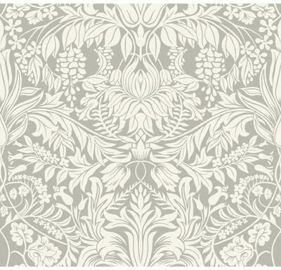 Ronald Redding Lockwood Damask Grey Wallpaper