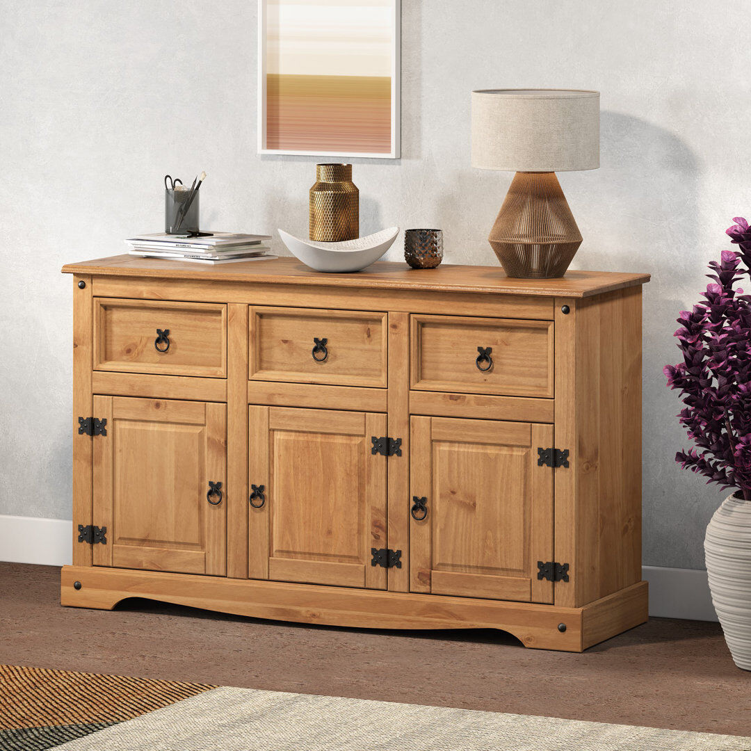 Brambly Cottage Palmea 125 cm W Pine Solid Wood Sideboard Antique Wax 76cm H X 125cm W X 40cm D