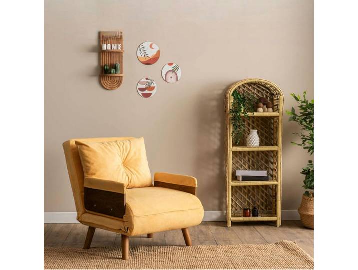 Fauteuil en tissu - convertible lit 1 place LOJA - Jaune