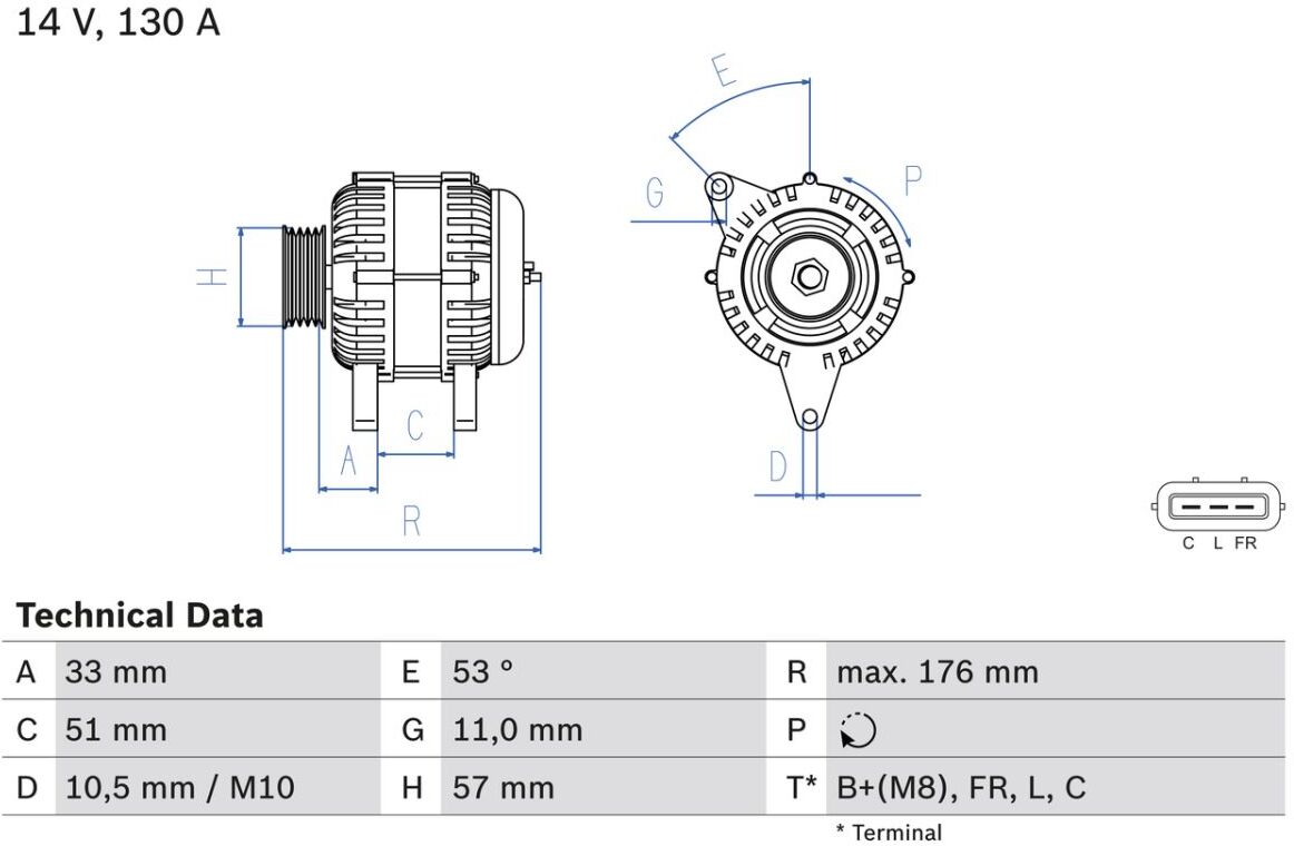Drehstromgenerator BOSCH 0 986 082 820
