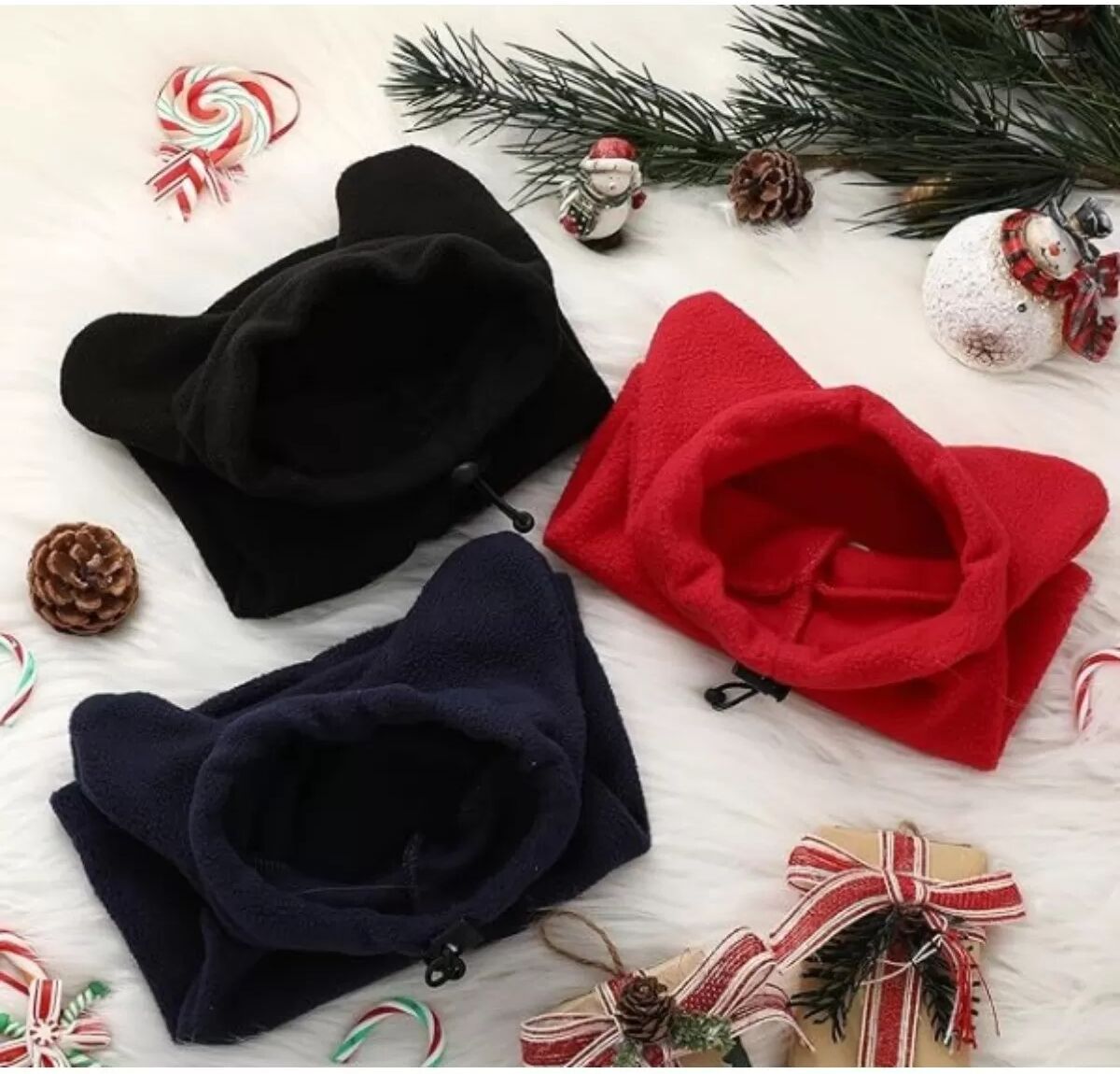 INF Plüsch-Wintermütze für Haustiere – Warmer Hunde-Snood mit Ohrenschützern zur Beruhigung und Geräuschreduzierung M Schwarz