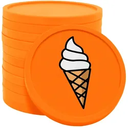 CombiCraft Kunststoff Wertmarken Chips Softeis in Orange- 100 Stück - Ø29 mm