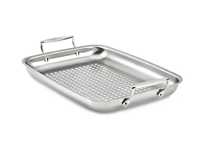 All-Clad Edelstahl-Bräter für den Außenbereich, 38,1 x 27,9 cm, ofenfest, 700 F Bräter, Töpfe und Pfannen, Kochgeschirr, Silber