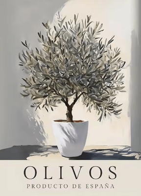Inspire Picks Retro Olive Tree & Lemon Canvas Wall Art Elegant Mediterranean Botanical Decor 9 80x120cm