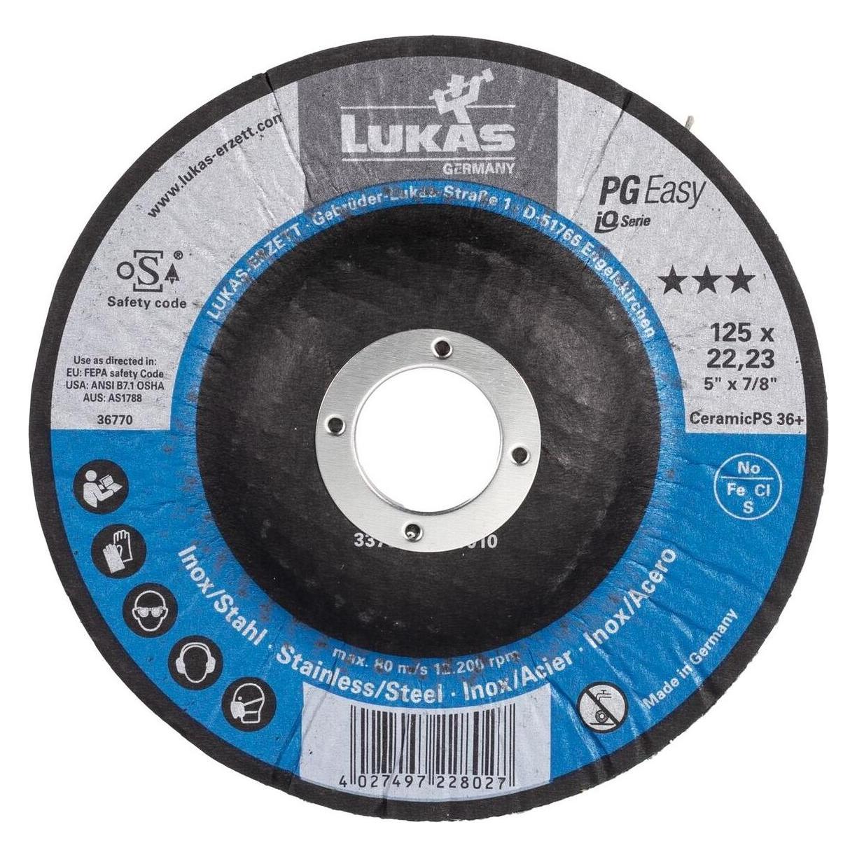 Lukas Kompaktschleifteller PG EASY Ø 125 mm CeramicPS Korn 36+ flach (36) (A67651250360799)