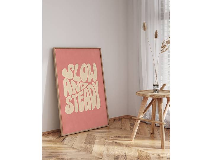 Kunstdruck Slow & Steady Abdeckung: Acrylglas Rahmen: Buche, lackiert Multicolor 63 x 83cm