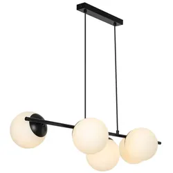 Nordlux Pendelleuchte LILLY, 5-flammig, E14, IP20, schwarz / Glas opalweiß NORD-2612623003