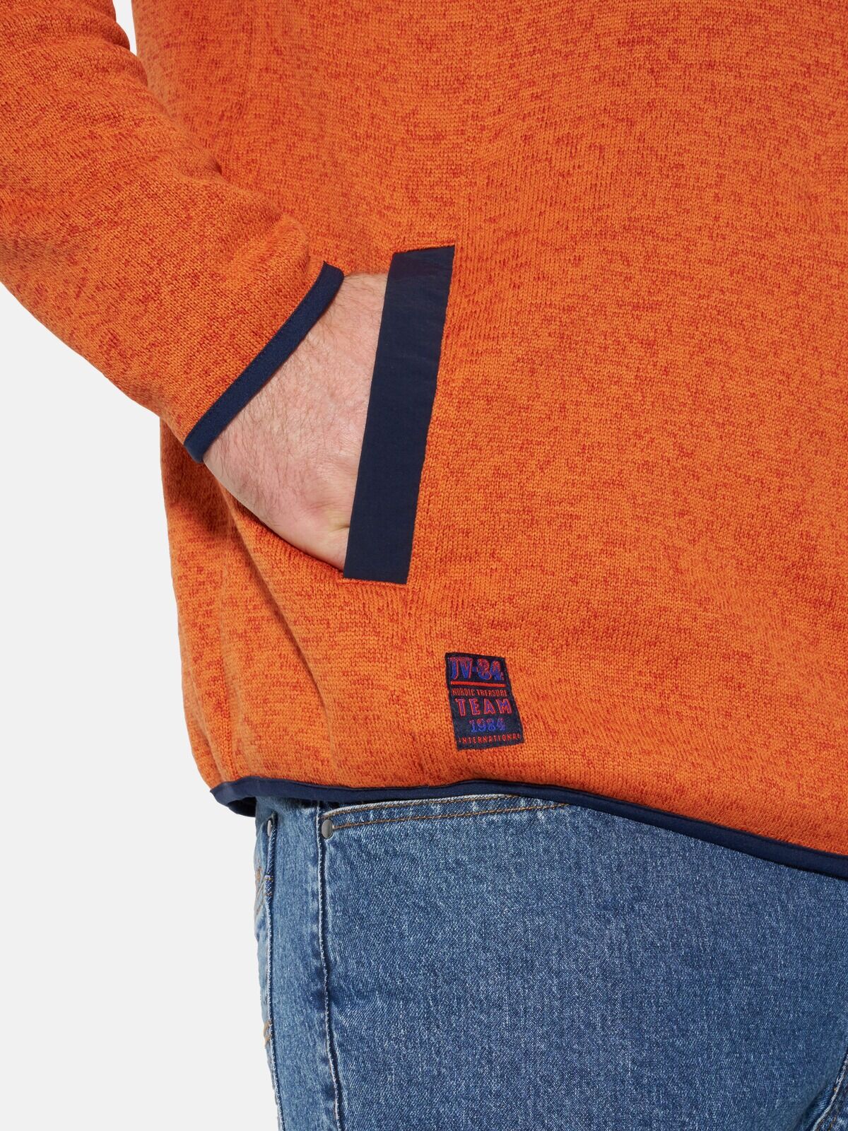 Fleecepullover JAN VANDERSTORM "Strickfleeceshirt OTMUND", Herren, Gr. 4XL, orange (orange melange), Sweatshirts Fleecepullover
