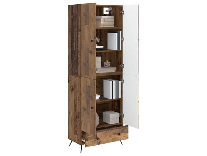 KTHLBRH Set mit 2 Schränken aus antikem Holz, technisches Holz 4 Türen, 1 Schublade, 3 Einlegeböden, modulares Design, Verwendung im Innenbereich