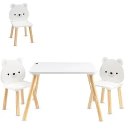 Moni, Kinderstuhl + Kindertisch, Kindertischset 2 Stühle weisse Bären (Kinderstuhl, Kindertisch)