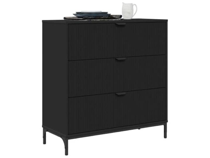 KTHLBRH Sideboard mit Schubladen, schwarz, 79,5 x 33 x 82 cm 3 Schubladen, Metallbeine, Kippschutz, einfache Reinigung, für Esszimmer