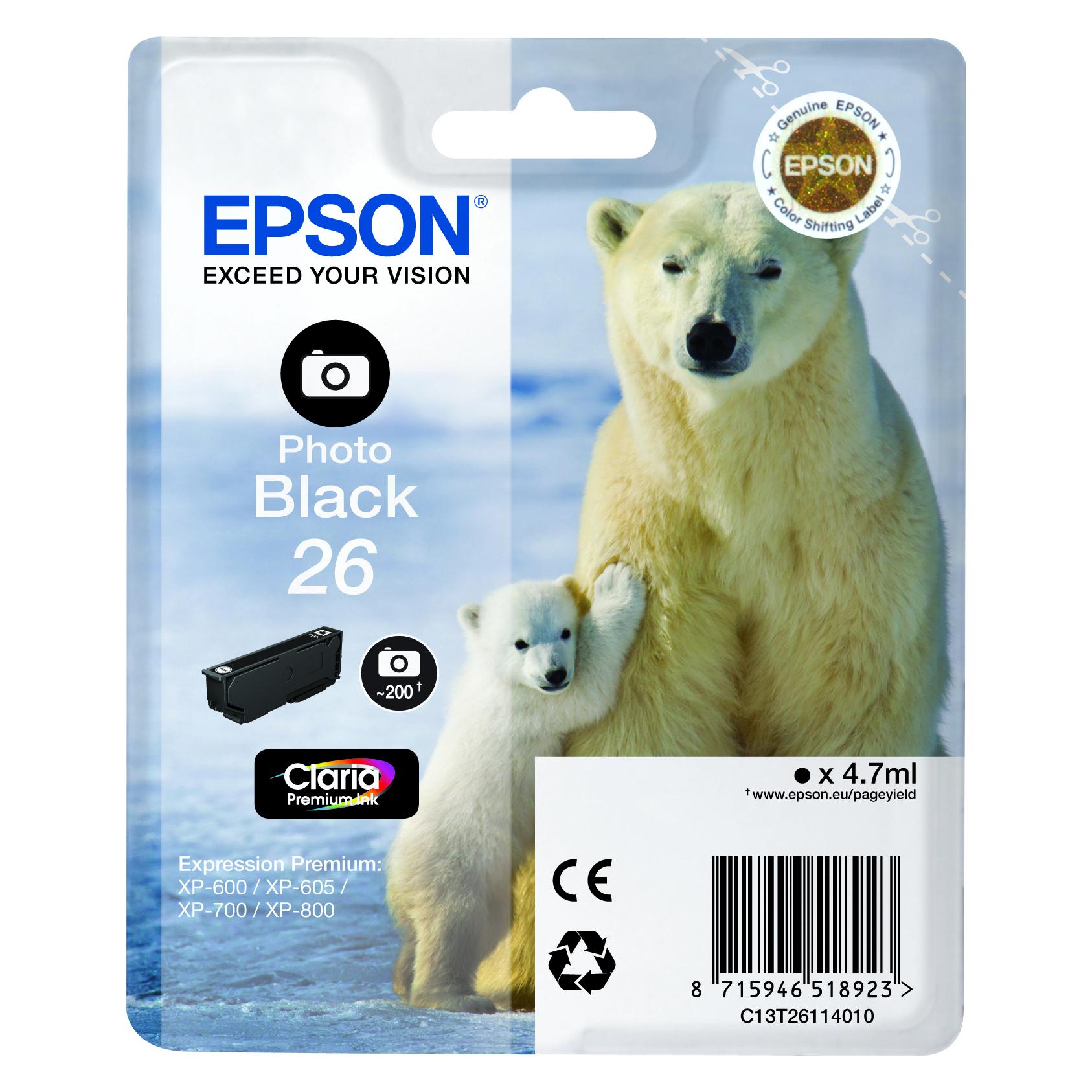 Epson 26 Claria Premium (PBK) (C13T26114010)