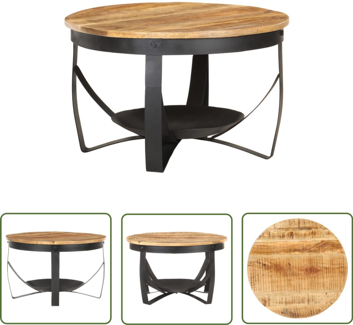 vidaXL Salontafel van ruw mangohout B/D/H: 68 x 43 cm