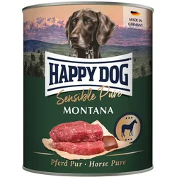 HAPPY DOG 800g Hundenassfutter 6 x 800 Gramm Montana Pferd Pur