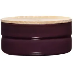 Riess Vorratsdose mit Eschenholzdeckel ⌀13cm 0,5L Aubergine Emaille