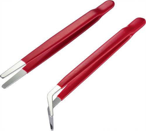 TOOLCRAFT TO-6897171 Pinzetten-Set 2teilig Flach-rund, Flach-rund, gebogen