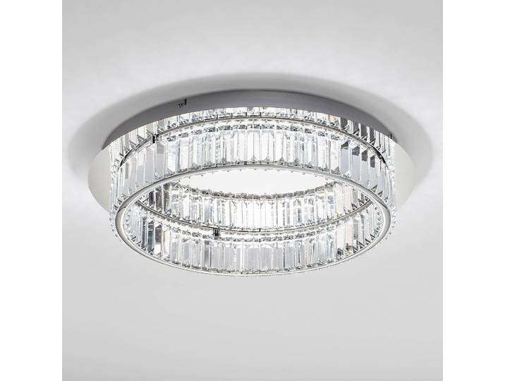 Plafonnier Aurelia type B Ø 60cm Argenté/Chrome Câble ABS, douille ABS, baldaquin aluminium, boîtier luminaire aluminium LED non-remplaçables
