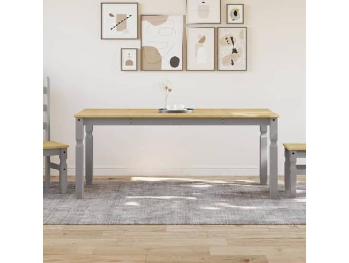 Massiver Kiefernholz Esstisch Corona Grau 180x90x75 cm mit praktischer Tischplatte für minimalistischen Stil und eleganten Charme in Küche oder Esszimmer, einfache Reinigung,