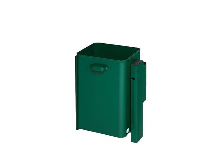 PROREGAL® Mülleimer eckiger Abfallsammler Wand- oder Rohrbefestigung 55x41x33 Grün