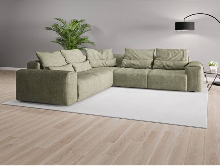 Ecksofa Denver Nr. 2 - Grün (Waldgrün) - Cordstoff