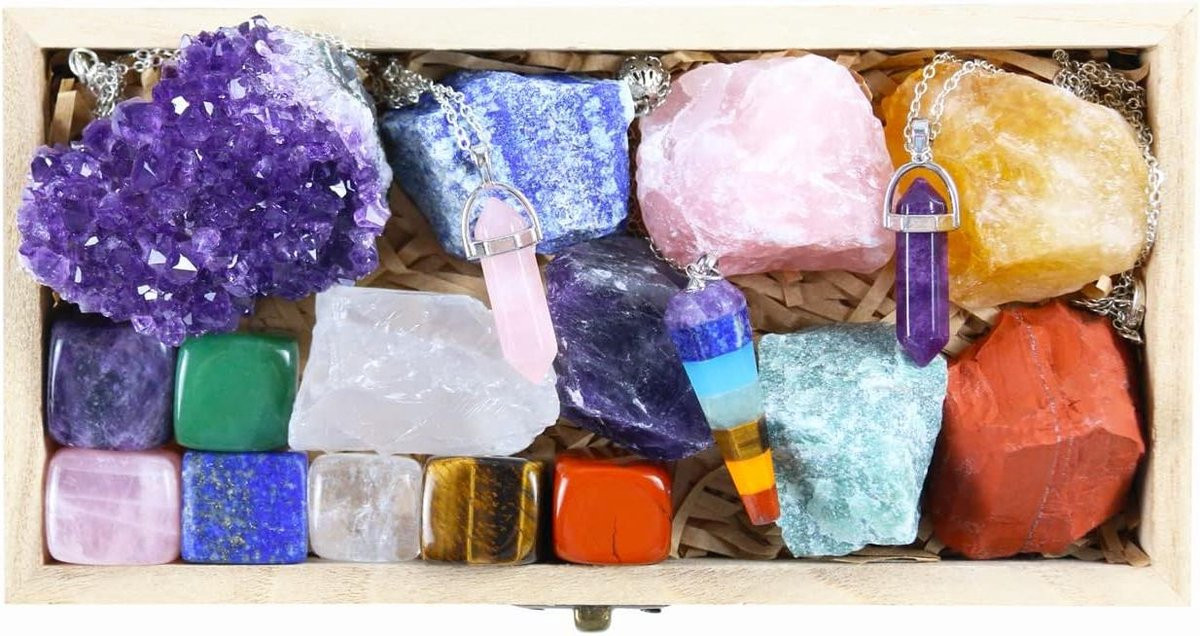 Kristallen en Helende Stenen Set voor Meditatie en Chakra Energie Balans, Multicolor, 540 g