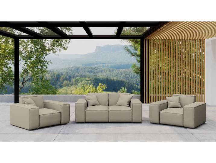 Kaiser Möbel Gartenmöbel-Set 2 1 1 für Garten, Terrasse, Gartenmöbel, MALIBU Lounge-Set, gemütlich und komfortabel Dunkelbeige