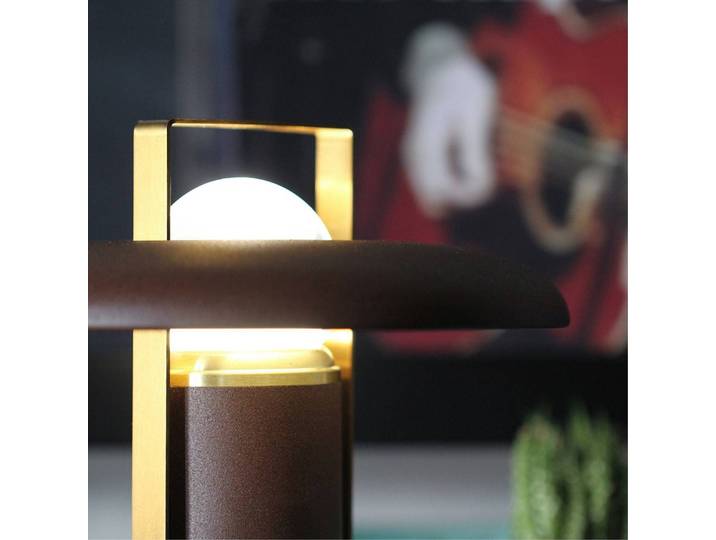 Linea Light Tischlampe Camping, dimmbar, braun / rost, für Wohn- / Esszimmer, Aluminium, Design, Tischlampe