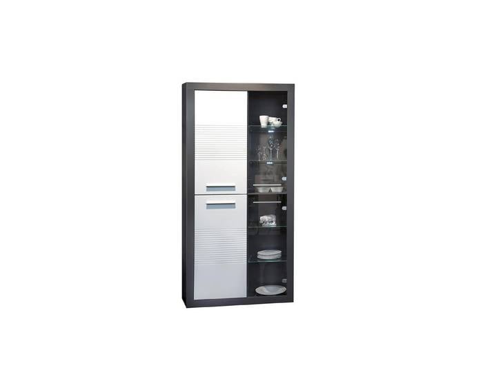 Bega Consult Vitrine Vitrine Kolibri grau MDF weiß Hochglanz mit LED