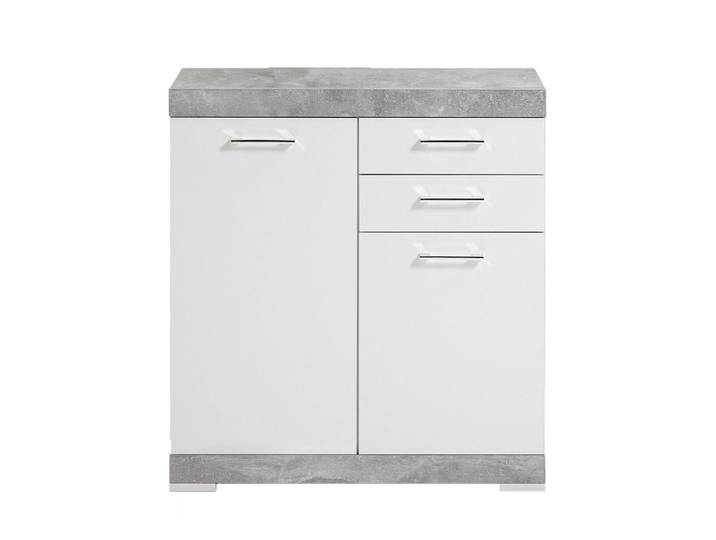 Calicosy Sideboard mit 2 Türen und 2 Schubladen L80cm - Bristol, Weiß, Grau, 34.9x89.9x80 cm, Kleinmöbel, Kommoden, Kommoden