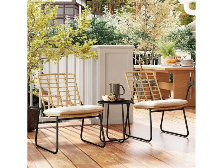 Ensemble de mobilier de jardin en rotin ensemble de mobilier de balcon pour 2 personnes salon de jardin 3 pièces avec 2 chaises