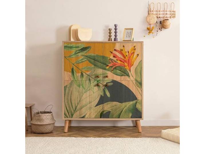 Dmora Anrichte Canopo 95x36x111h cm Braun 3 Böden 4 Fächer, Kommode