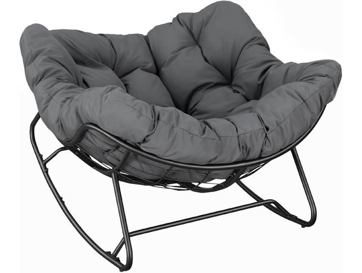 Woltu Schaukelstuhl, Sitzkissen gepolstert mit Polyester-Bezug, Metallbeinen